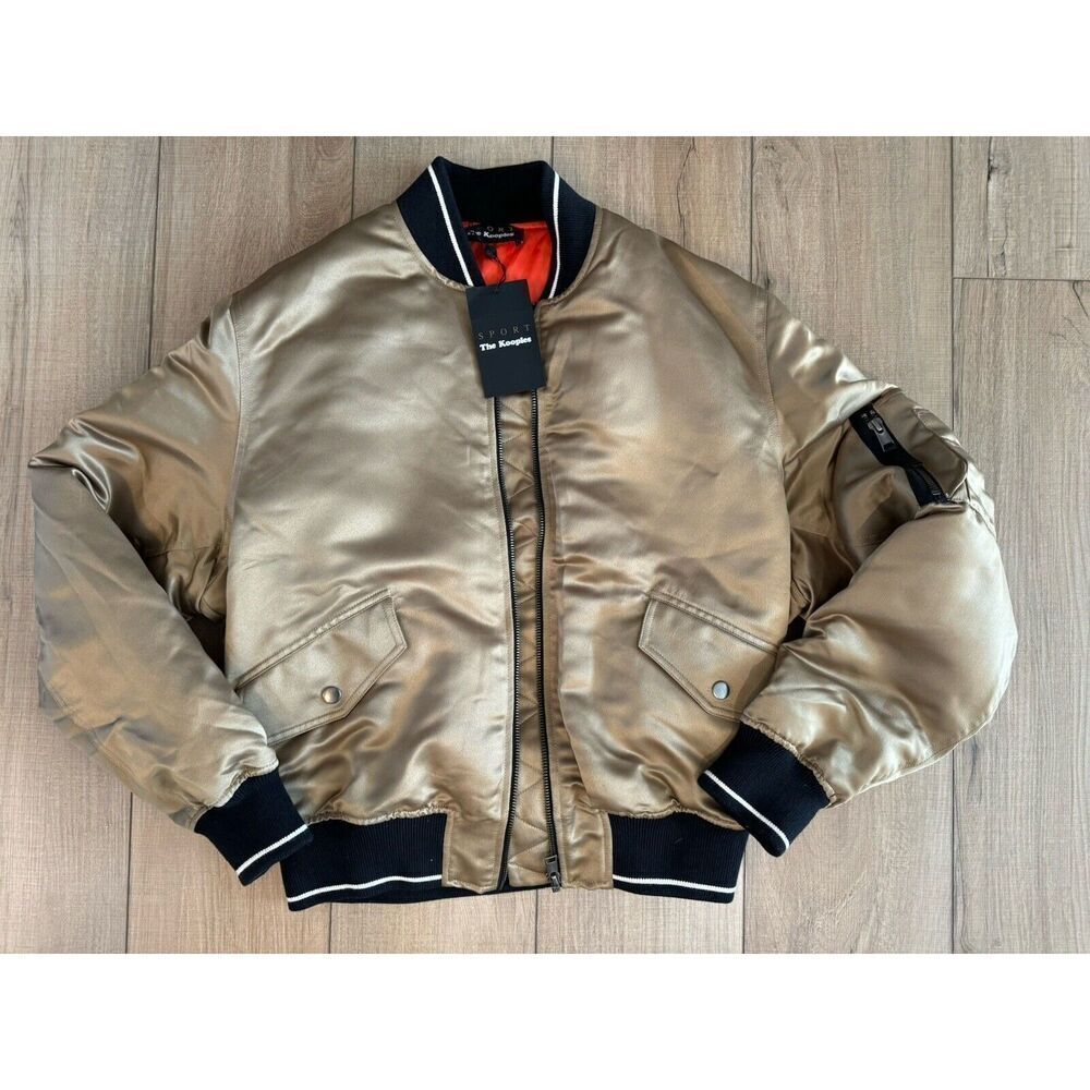 Bomber Jacket Luxury The Kooples Sport Gold Gold Women's M Medium Chic Nwt $450